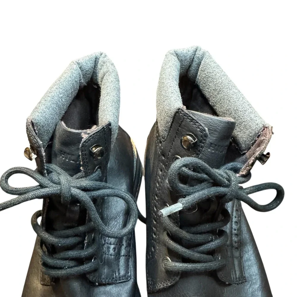 Tommy Hilfiger Boots Mens Size 12‎ Black Leather Combat Lined Lug Sole TMHERBIE